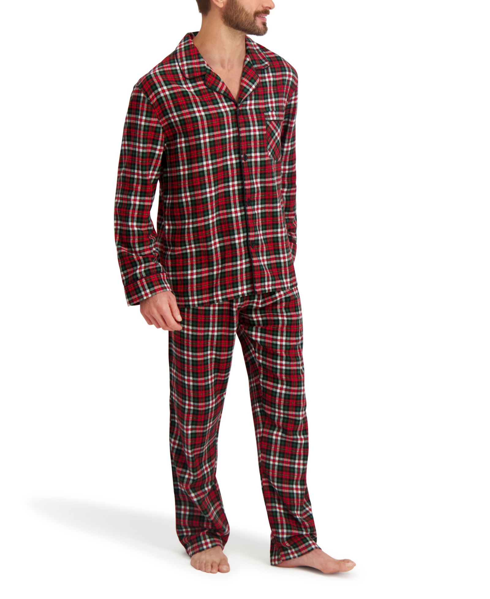 Hanes Men's Flannel Button Down Pajama Sleep Set