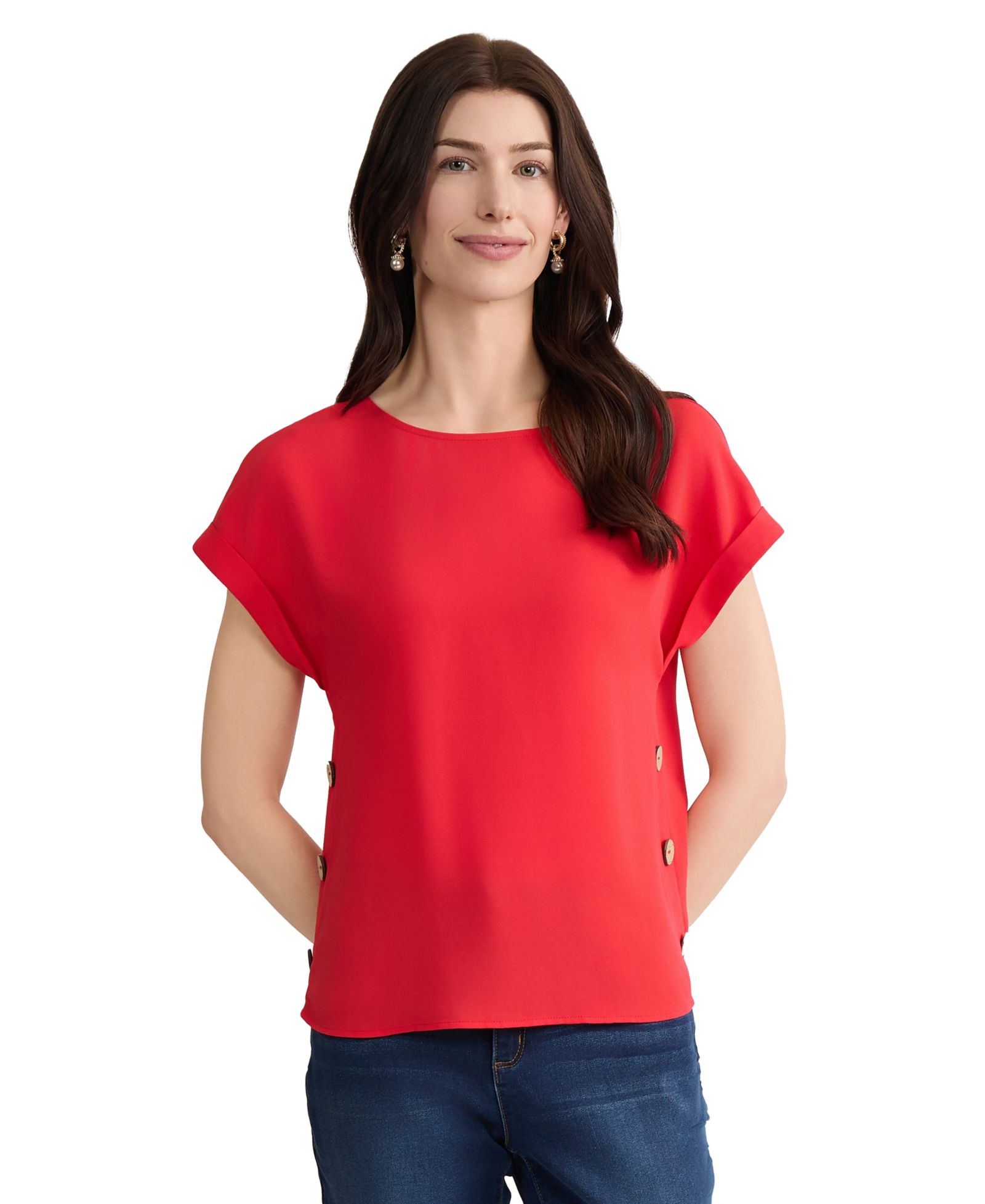 Jones New York Women's Short-Sleeve Boat Neck Blouse