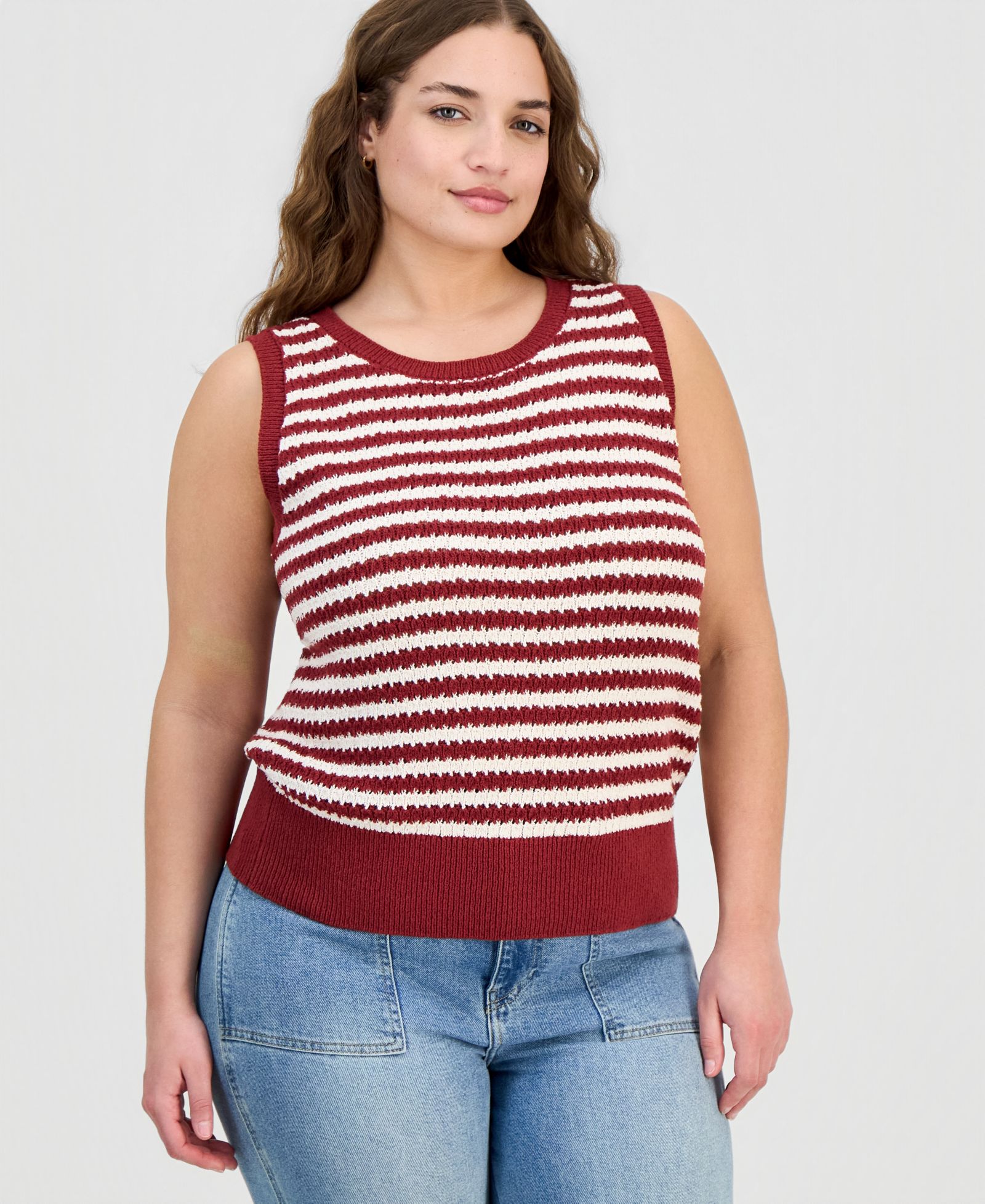 And Now This Plus Open-Stitch Striped Sweater, Macy's Exclusive