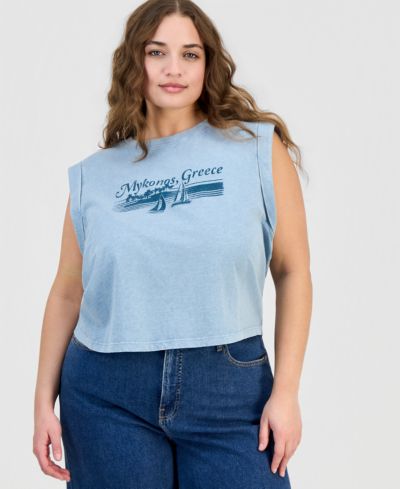 Модная хлопковая футболка с графическим принтом Plus Size