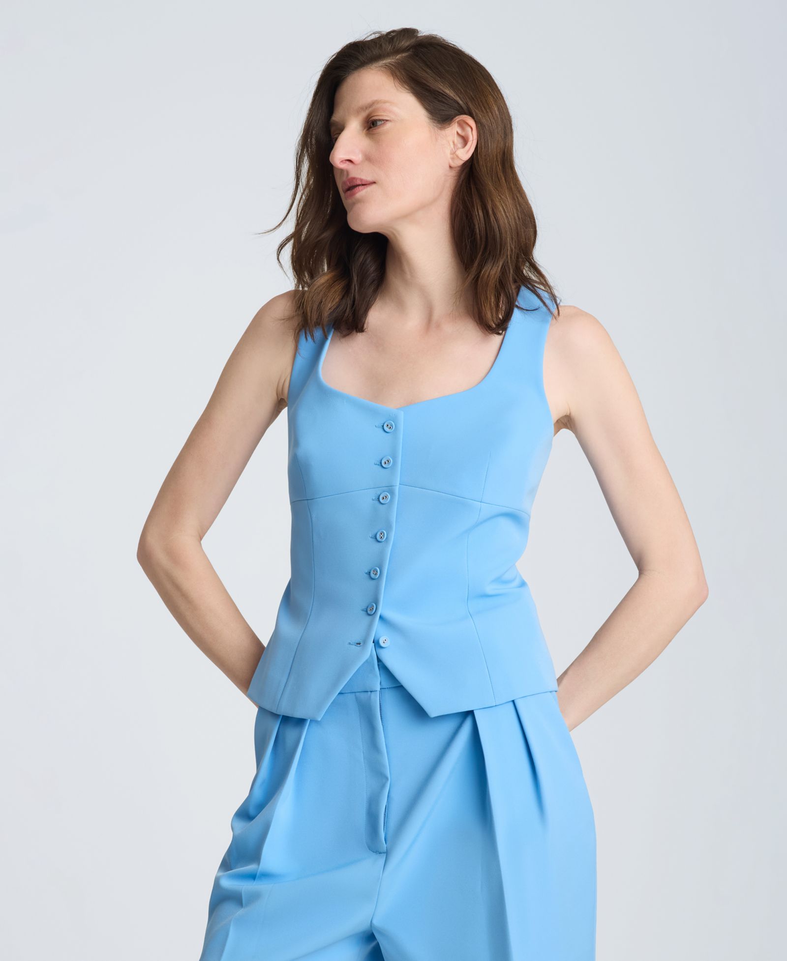 Kenneth Cole Women's Bustier Collarless Vest