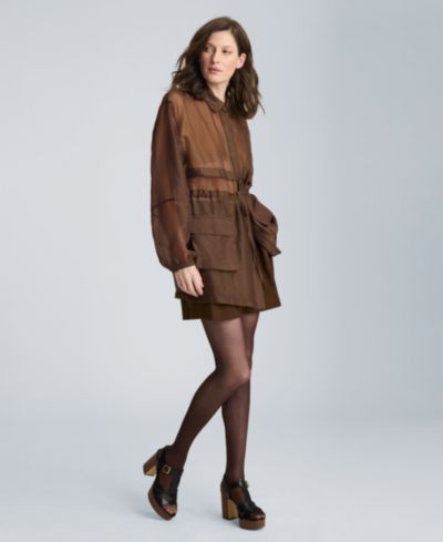 Kenneth Cole Женский укороченный жакет-рубашка с поясом Sheer Shacket