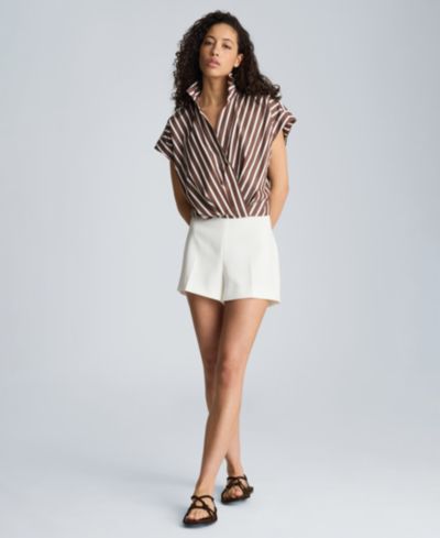 Kenneth Cole Женский хлопковый топ в полоску с воротником