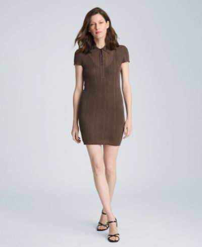 Kenneth Cole Женское трикотажное платье-поло с воротником и ребристой текстурой