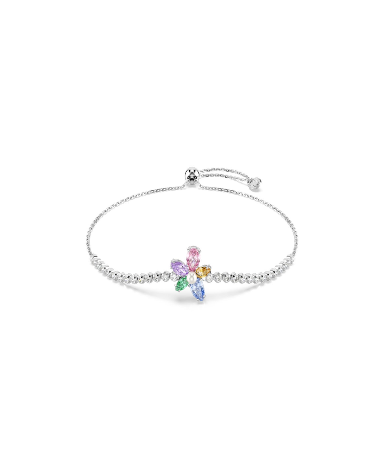 Ariana Grande x Swarovski®, Mixed Cuts, Flower, Multicolored, Rhodium-Plated Bracelet