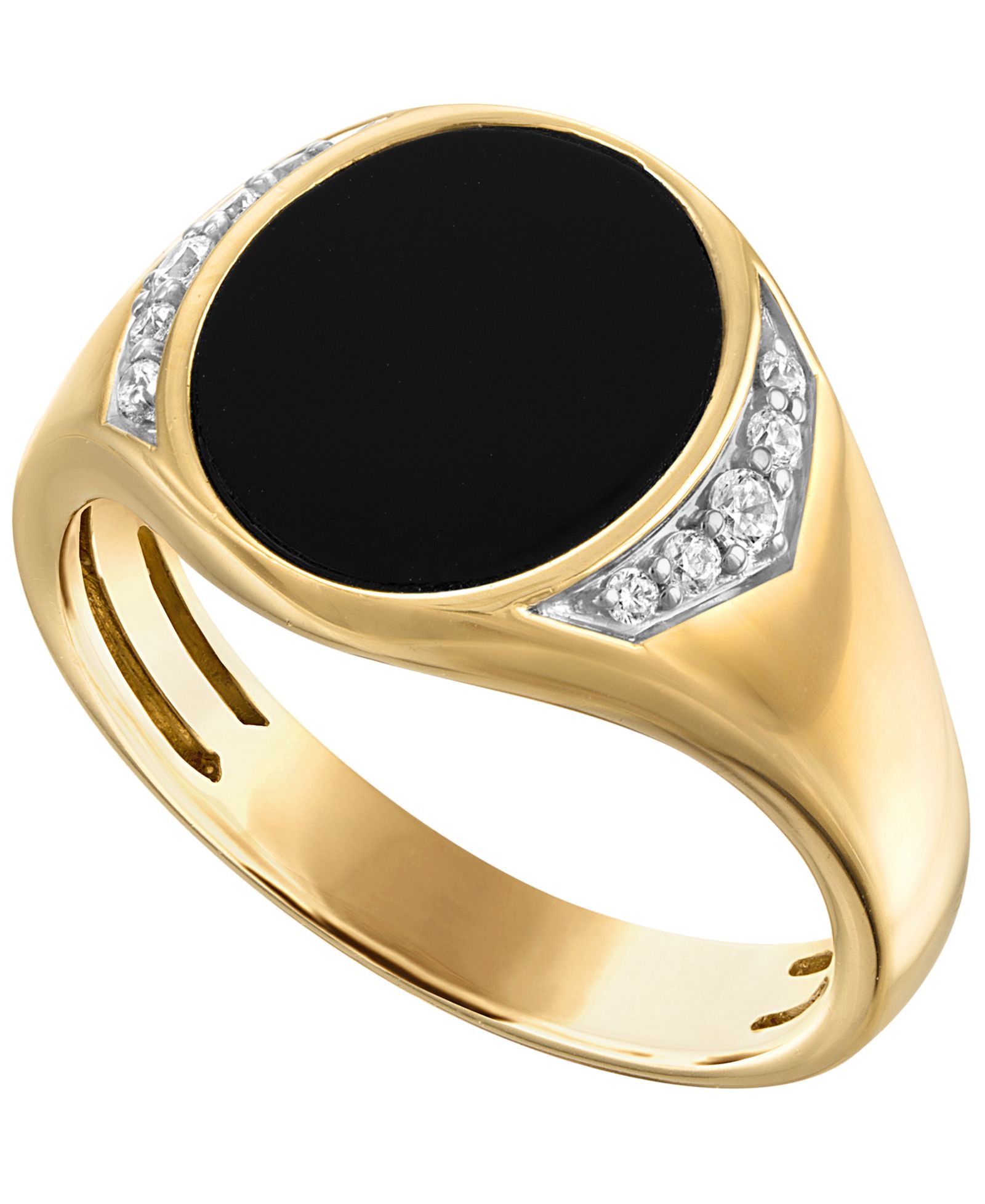 Мужское кольцо Esquire Men's Jewelry с белым бриллиантом и черным ониксом в позолоченном серебре 14k