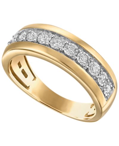 Мужское кольцо с бриллиантом (1/4 ct. t.w.) из позолоченного стерлингового серебра