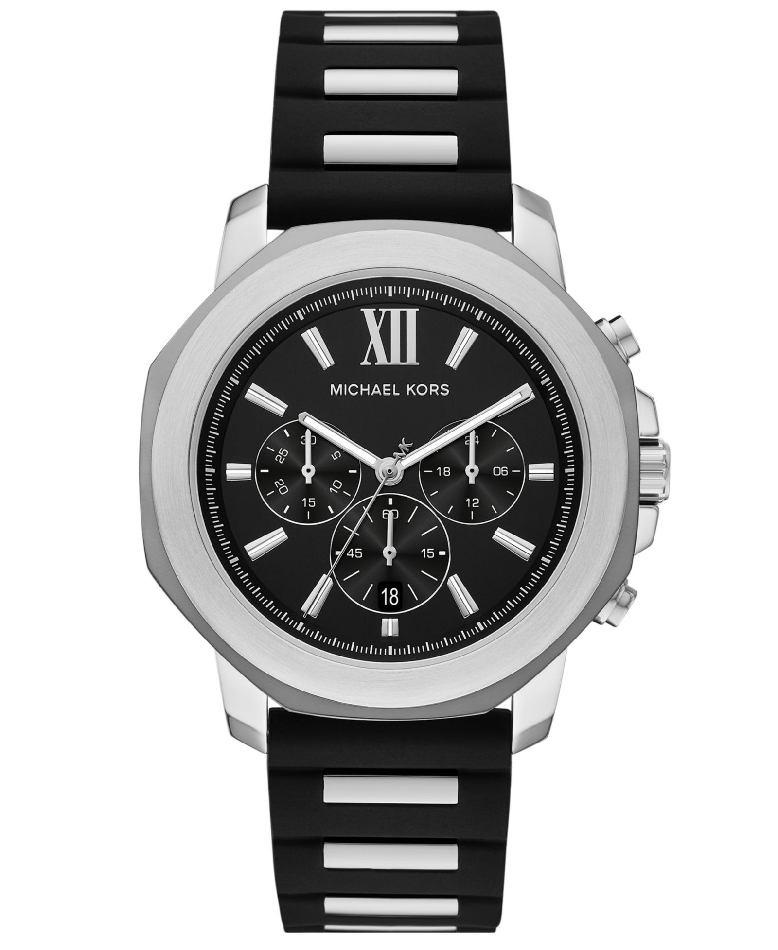 Michael Kors Мужские часы Prescott Quartz Chronograph Black Silicone 44mm