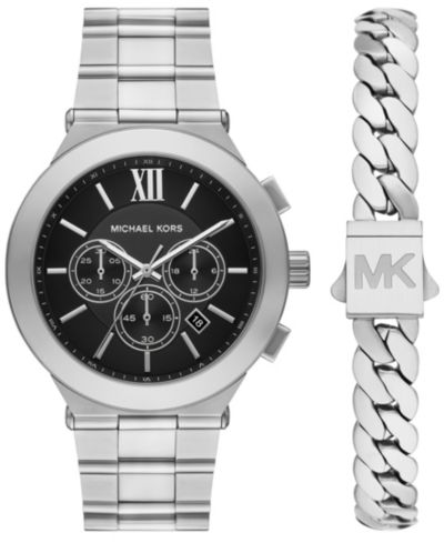 Мужские серебристые стальные часы Michael Kors Men's Billie Quartz Chronograph 44mm
