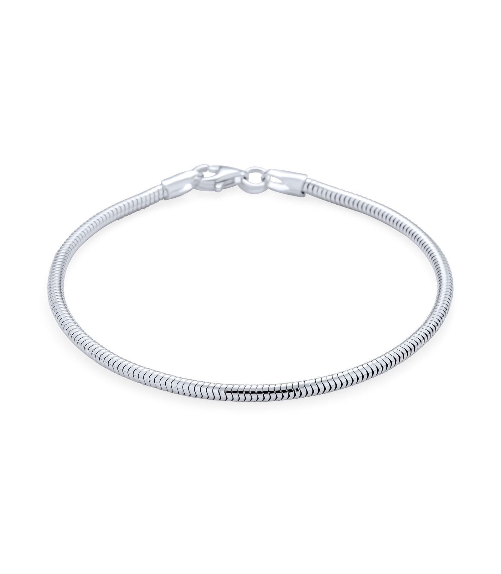 Bling Jewelry Unisex .925 Sterling Silver Snake Link Chain Bracelet Add Charms