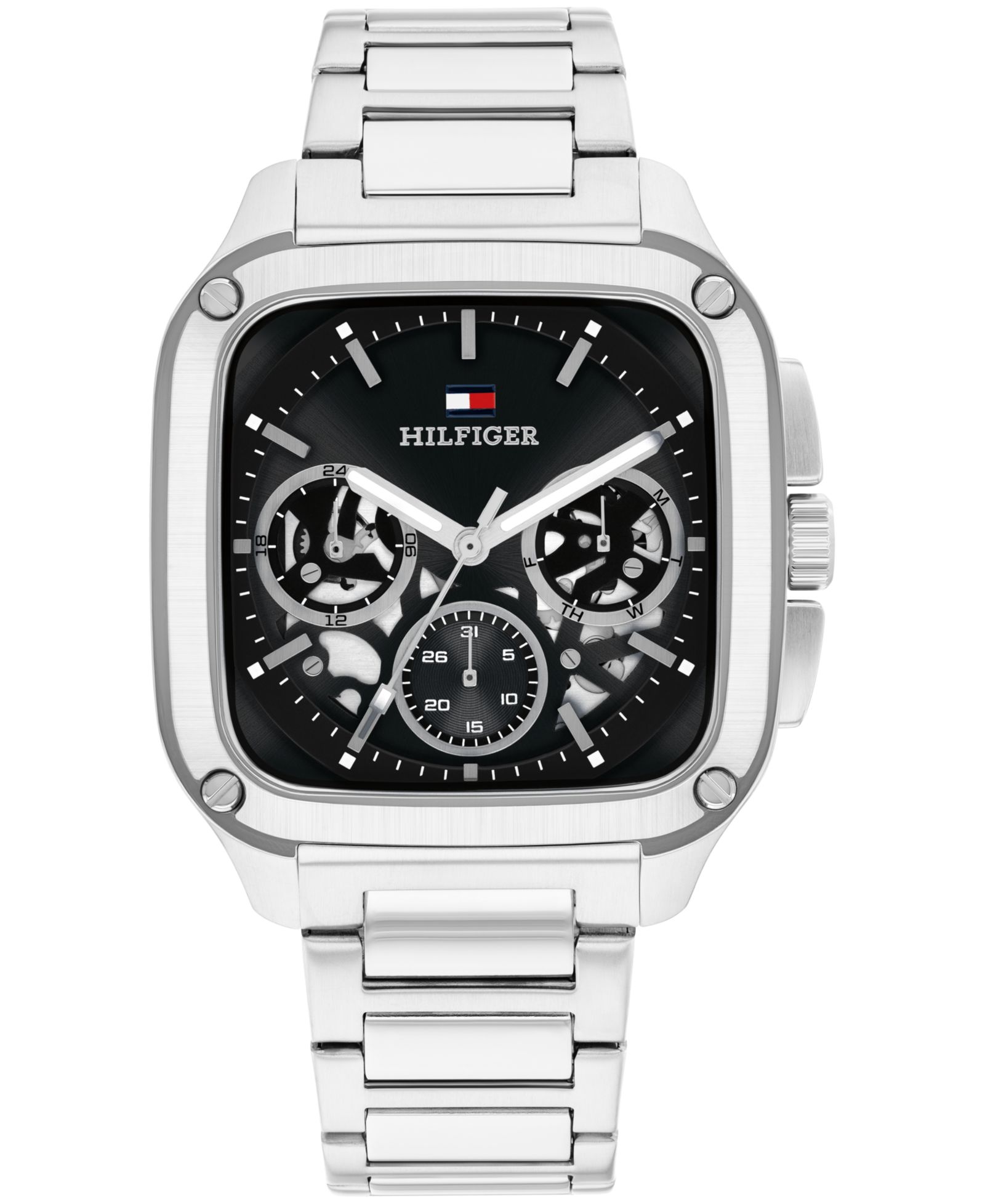 Tommy Hilfiger Men's Multifunction Silver Tone Stainless Steel Bracelet Watch, 39mm
