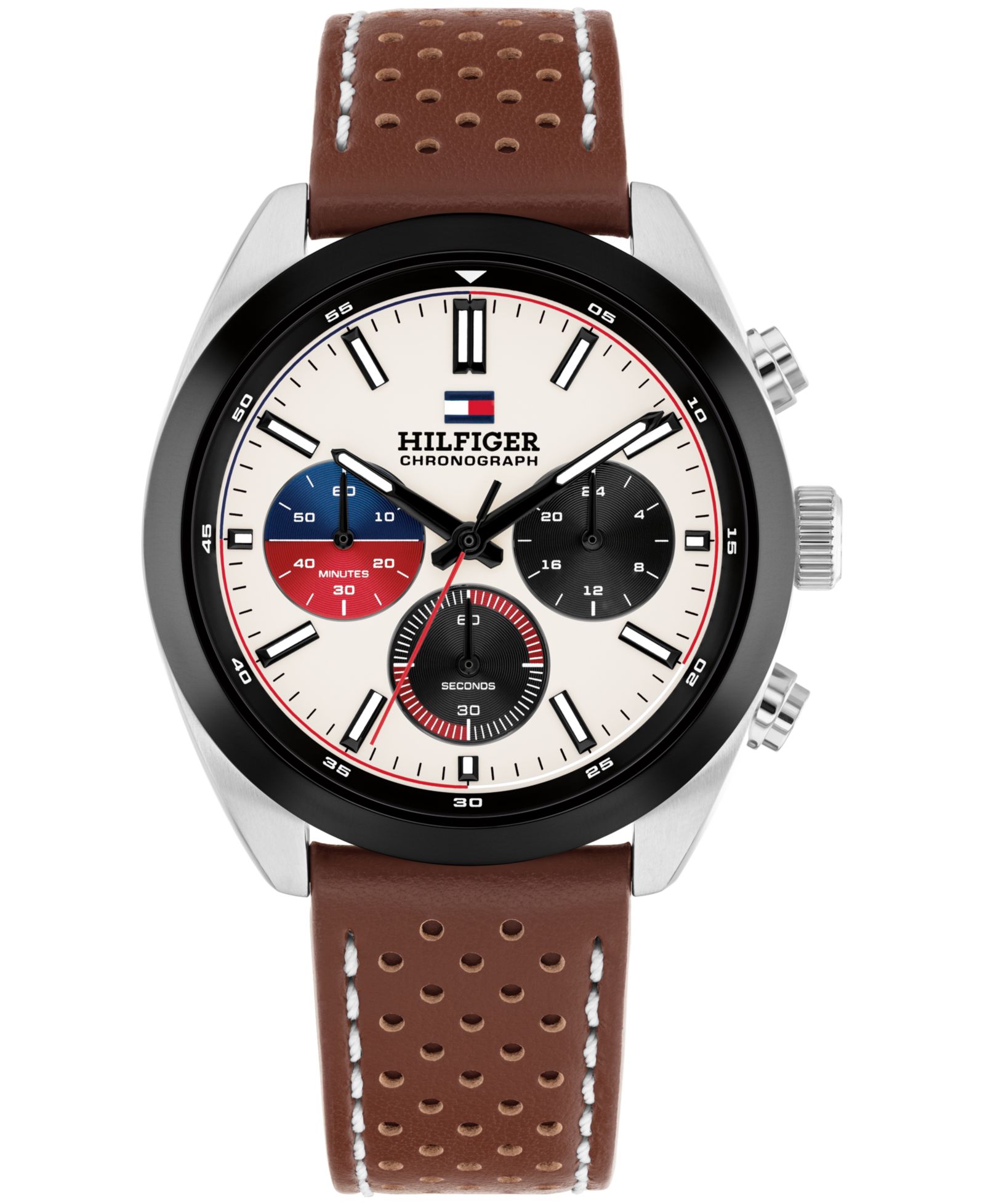 Мужские часы Tommy Hilfiger Chronograph с коричневым кожаным ремешком, 40mm