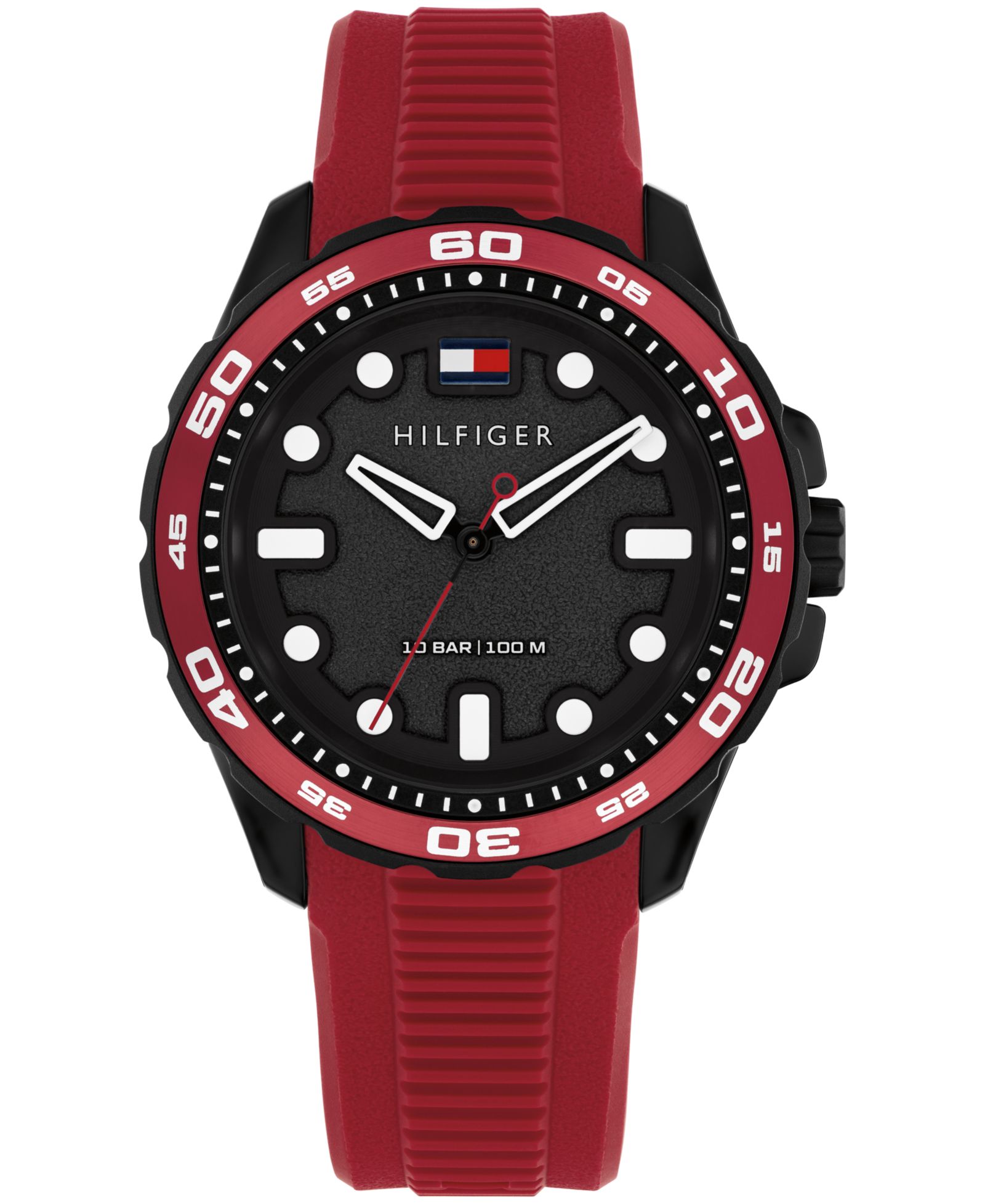 Tommy Hilfiger Men's Quartz Red Silicone Strap Watch, 40mm