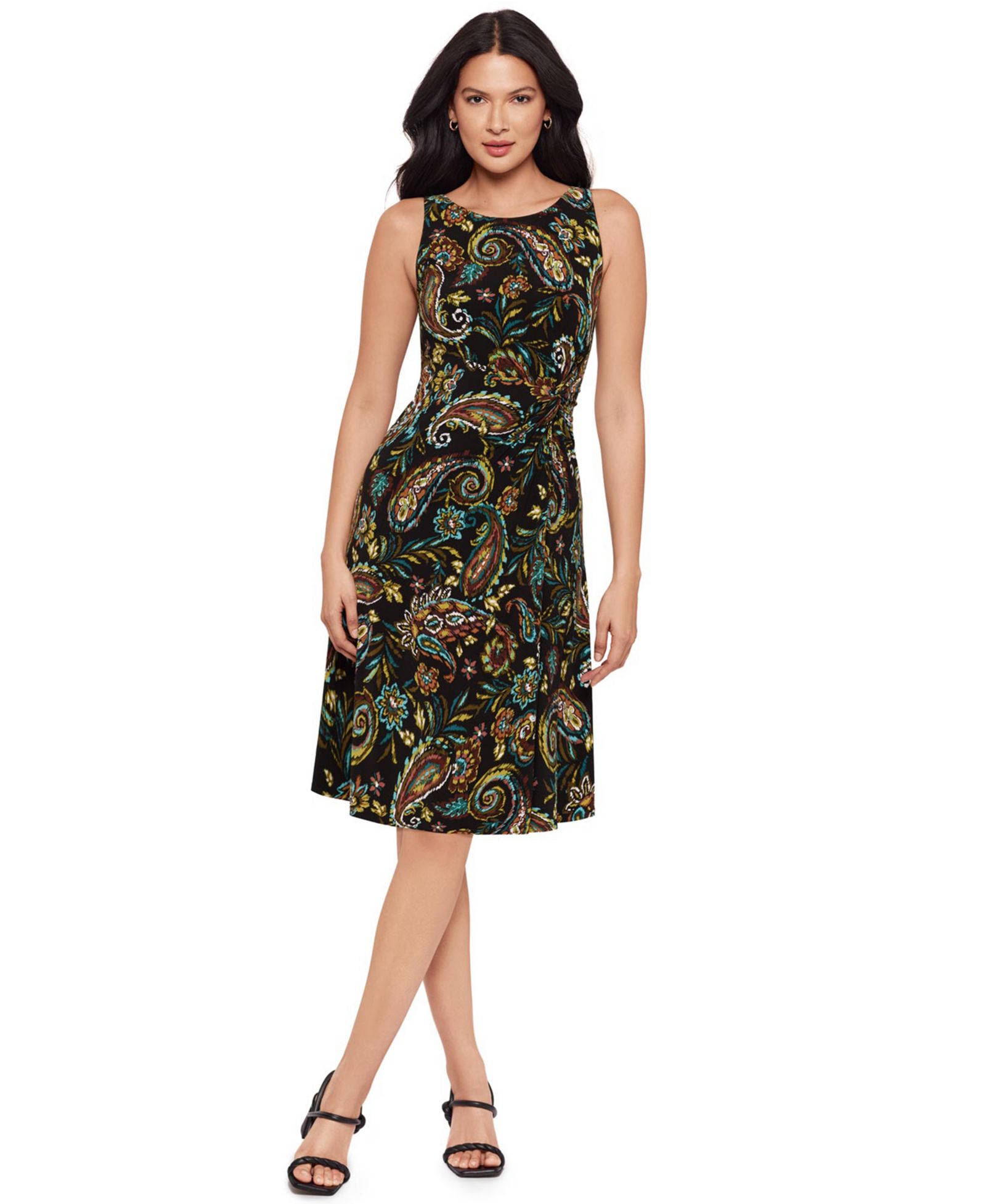 Женское платье Body by Miraclesuit Paisley Print Jewel Neck Midi Shaping