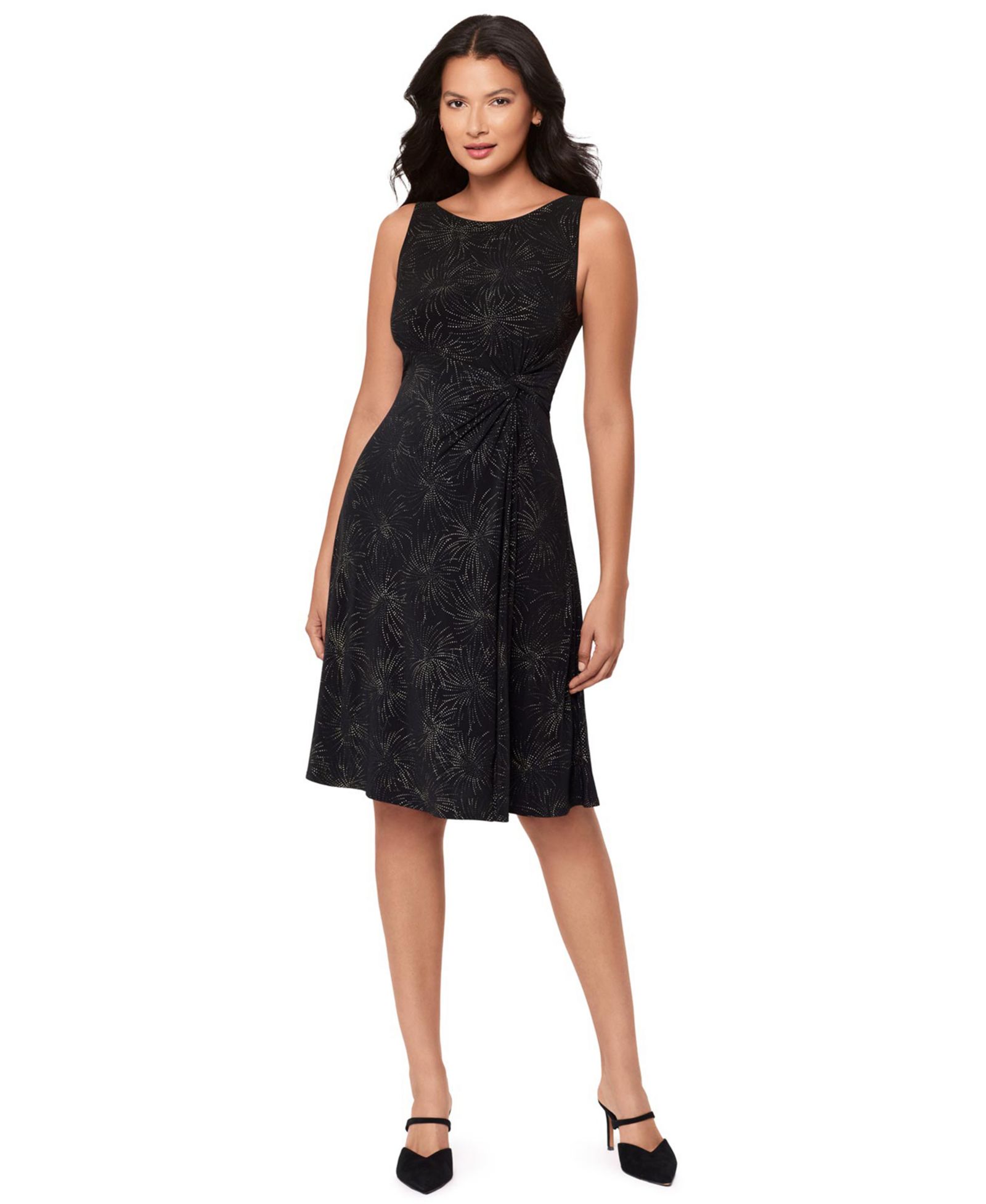 Body by Miraclesuit Women's Skylights Starburst-Print Round Neck Midi Shaping Dress