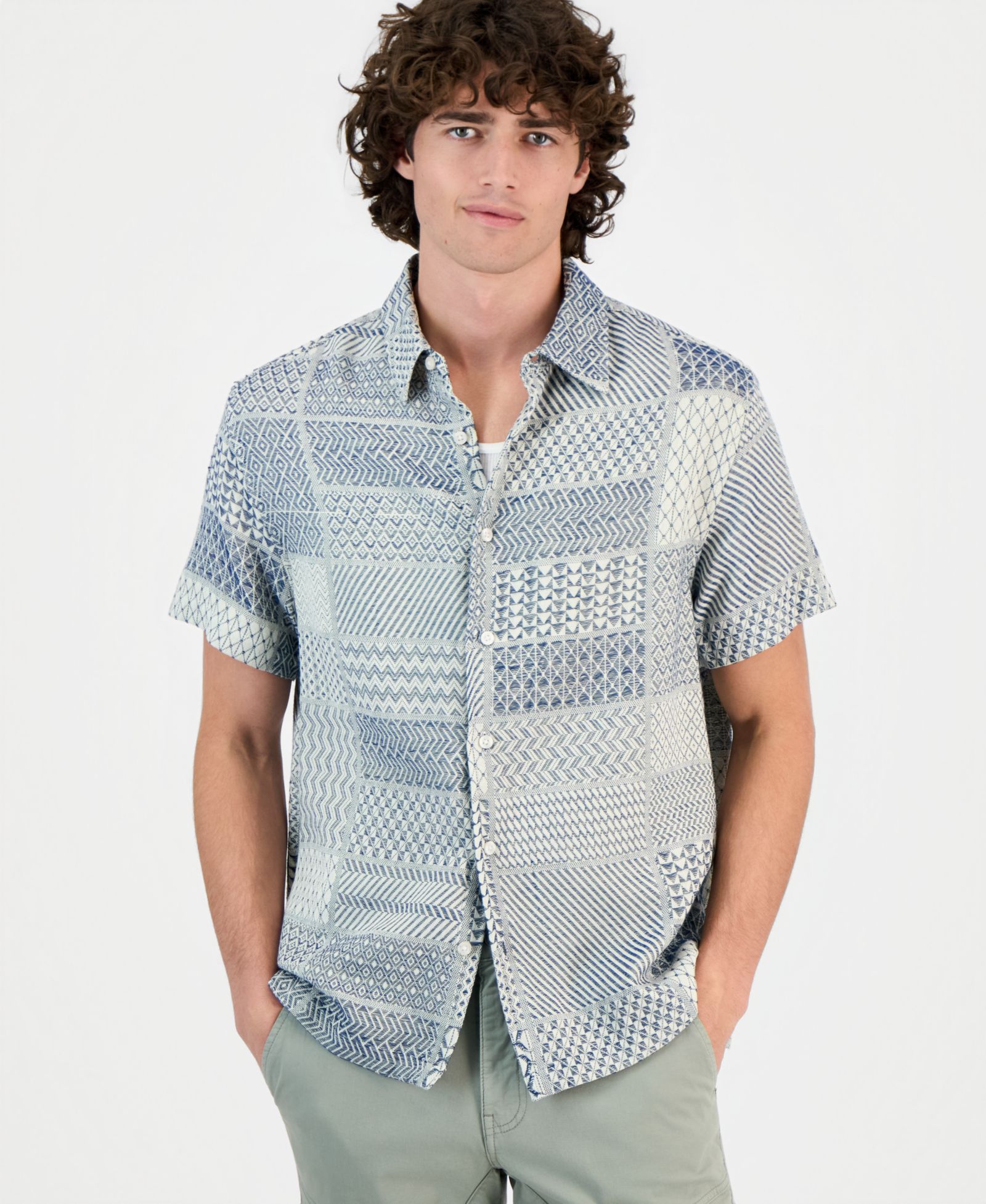 Мужская рубашка GUESS Malik Cotton Patchwork Jacquard