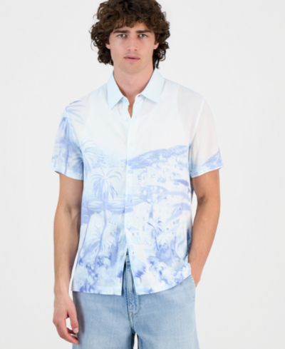 Мужская рубашка GUESS Riviera Palm-Print Short-Sleeve Button