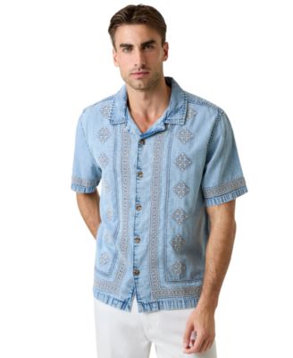 Рубашка GUESS Men's с вышивкой и коротким рукавом Мужская