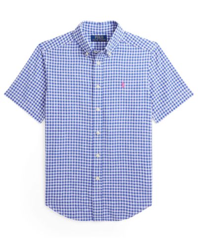 Polo Ralph Lauren Big Boys' 8-20 Plaid Linen Short-Sleeve Shirt