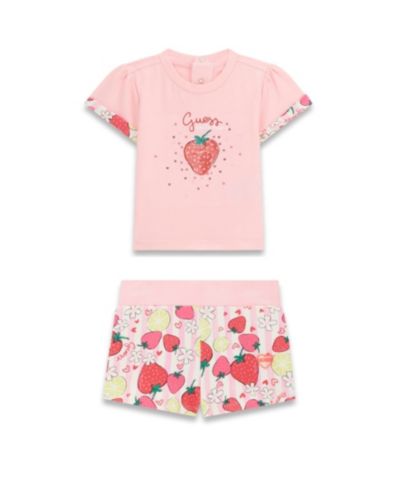 Детский комплект GUESS: футболка с коротким рукавом и шорты, 2-piece set, клубничный лимонад