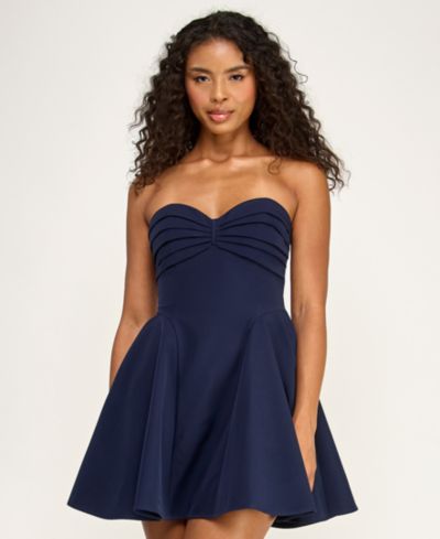 Женское мини-платье City Studios Strapless Pleated Fit and Flare