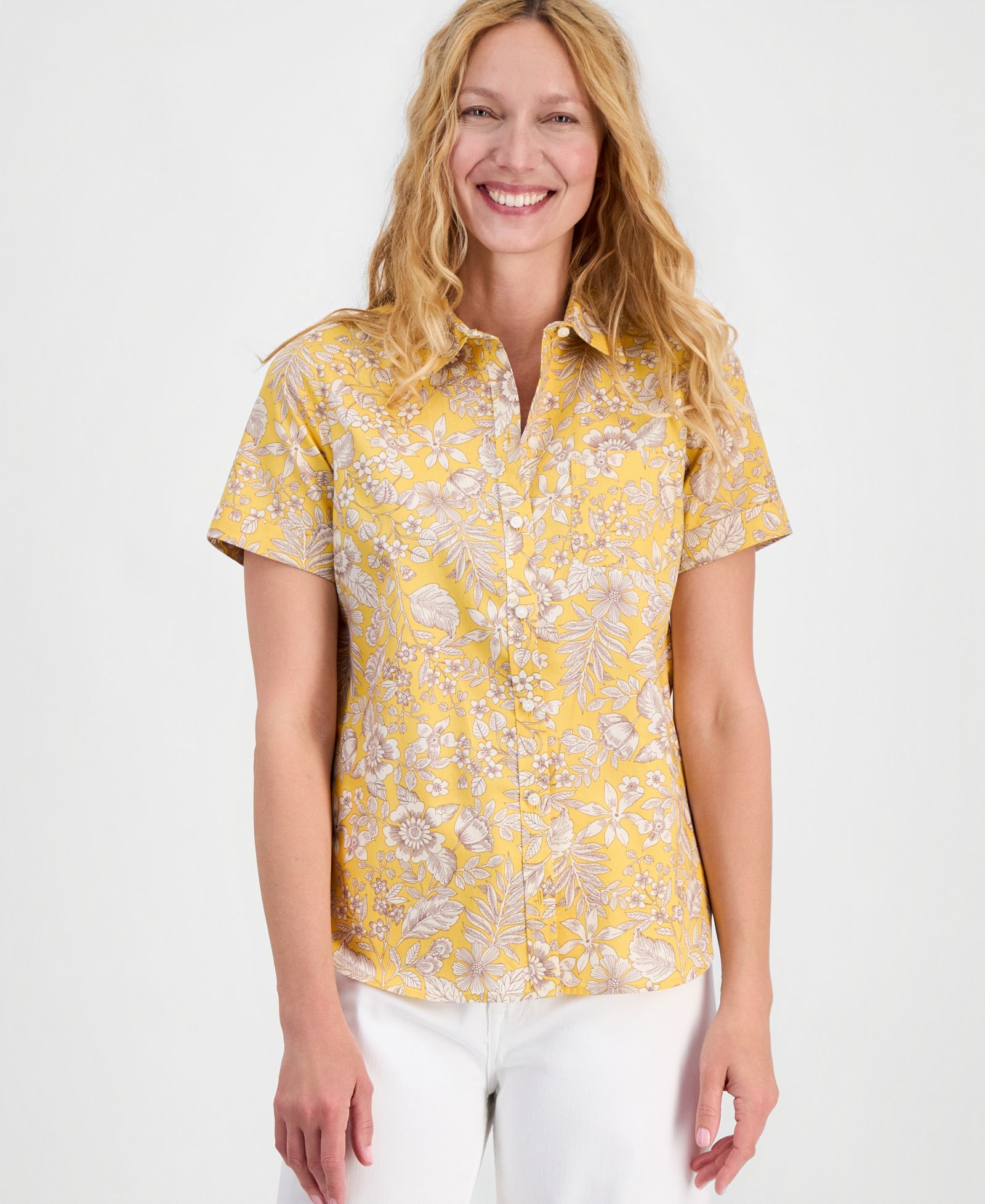 Nautica Women's Cotton Floral Camp Shirt