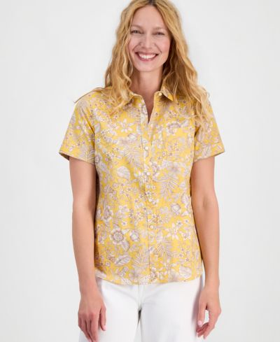 Nautica Women's Cotton Floral Camp Shirt