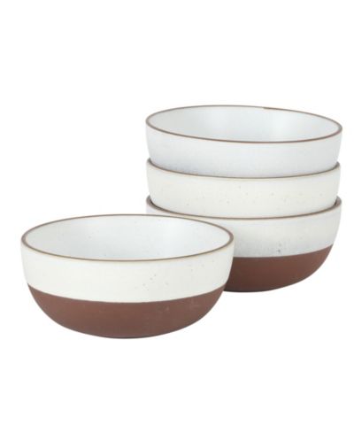 Gibson Home William Crest 4 Piece Cereal Bowl Set, 6.25 inch Round Stoneware Reactive Bowls, Soup, Dessert & Snack Bowls