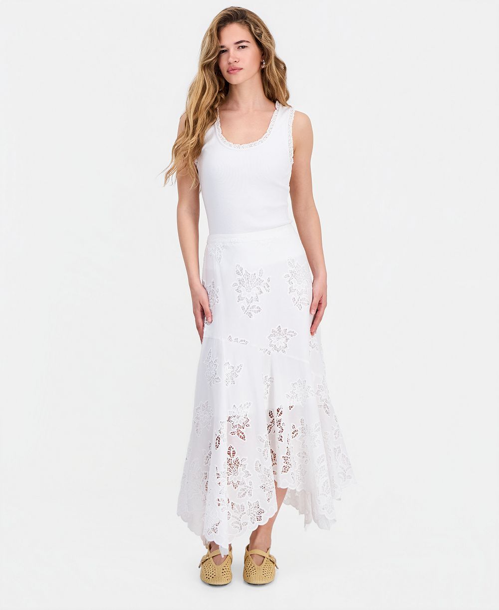 Женская асимметричная юбка And Now This Petite Floral Cutwork Pull-On