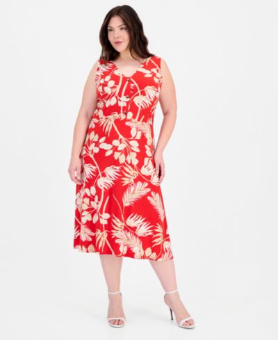 Платье А-силуэта Anne Klein Essentials Plus Size Faux-Placket