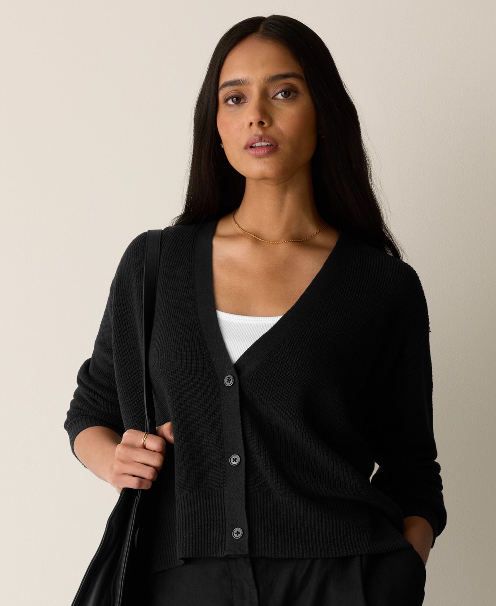 Eileen Fisher Женский кардиган Boxy с V-образным вырезом и длинным рукавом