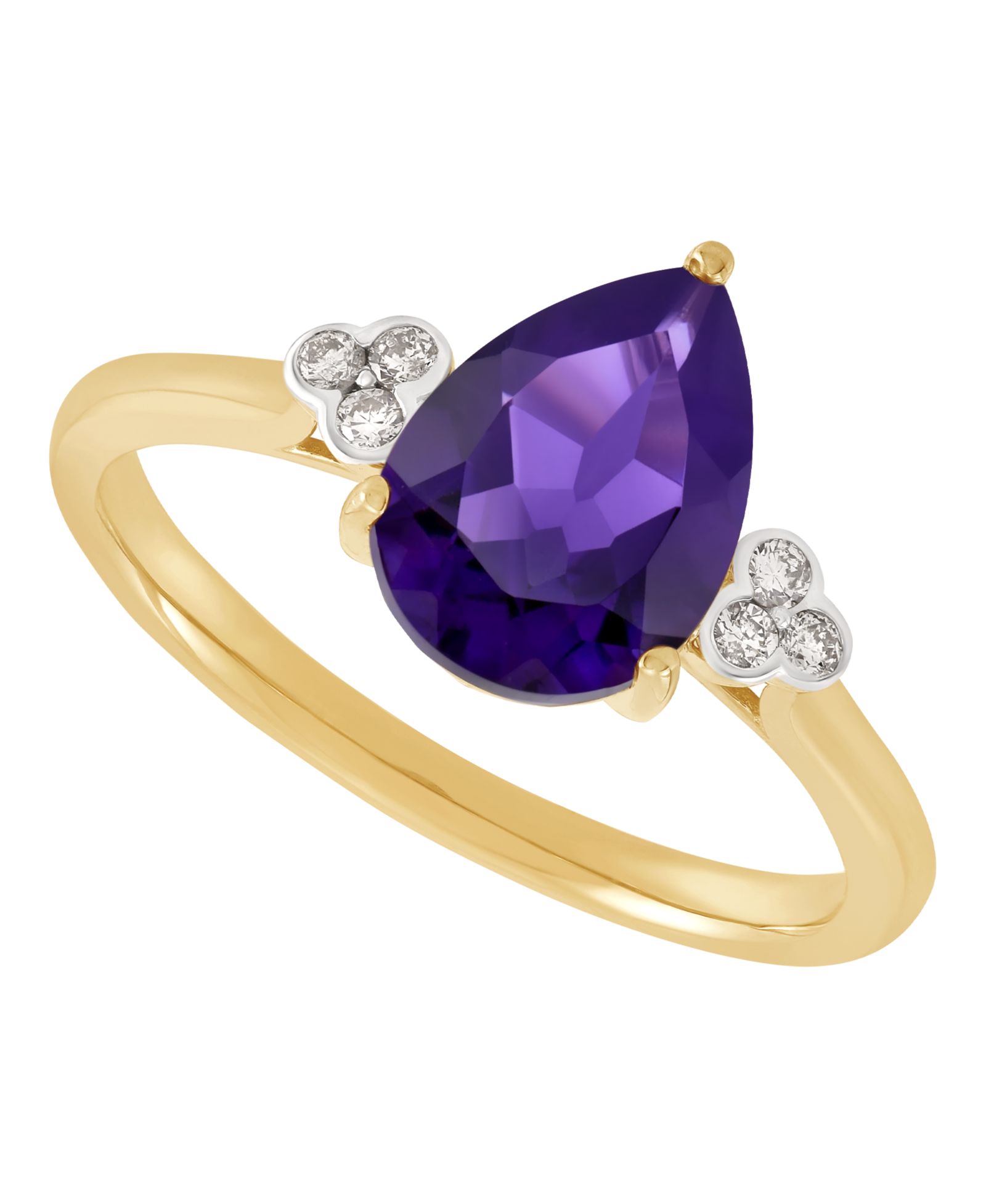 Кольцо с аметистом (1-1/2 ct. t.w.) и бриллиантом в 14k желтом золоте