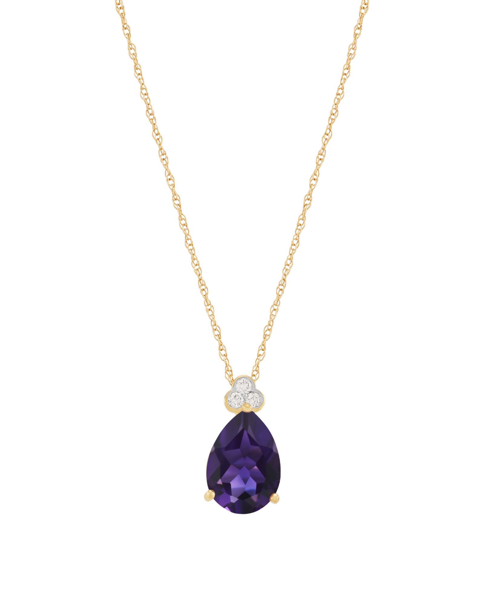 Подвеска-кулон с аметистом (1-1/2 ct. t.w.) и бриллиантовым акцентом из желтого золота 14k