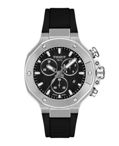 Tissot Унисекс часы с черным циферблатом и ремешком из резины, 38mm