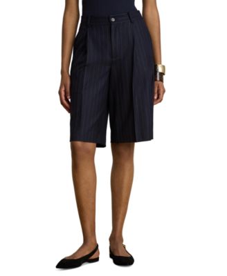 Lauren Ralph Lauren Women's Pinstripe Wool-Blend Twill Bermuda Shorts, 12" Inseam