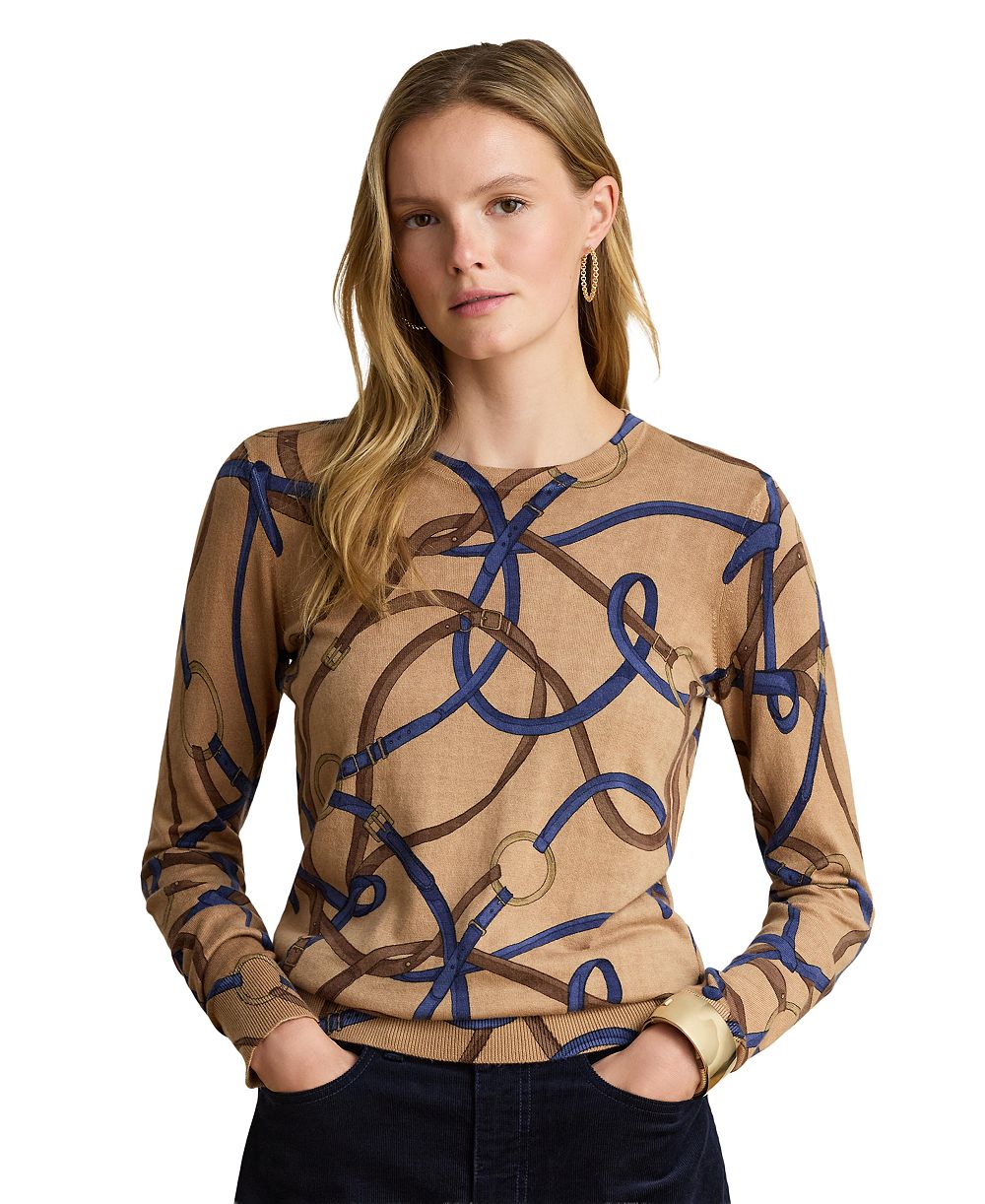 Lauren Ralph Lauren Women's Belting-Print Cotton-Modal Sweater