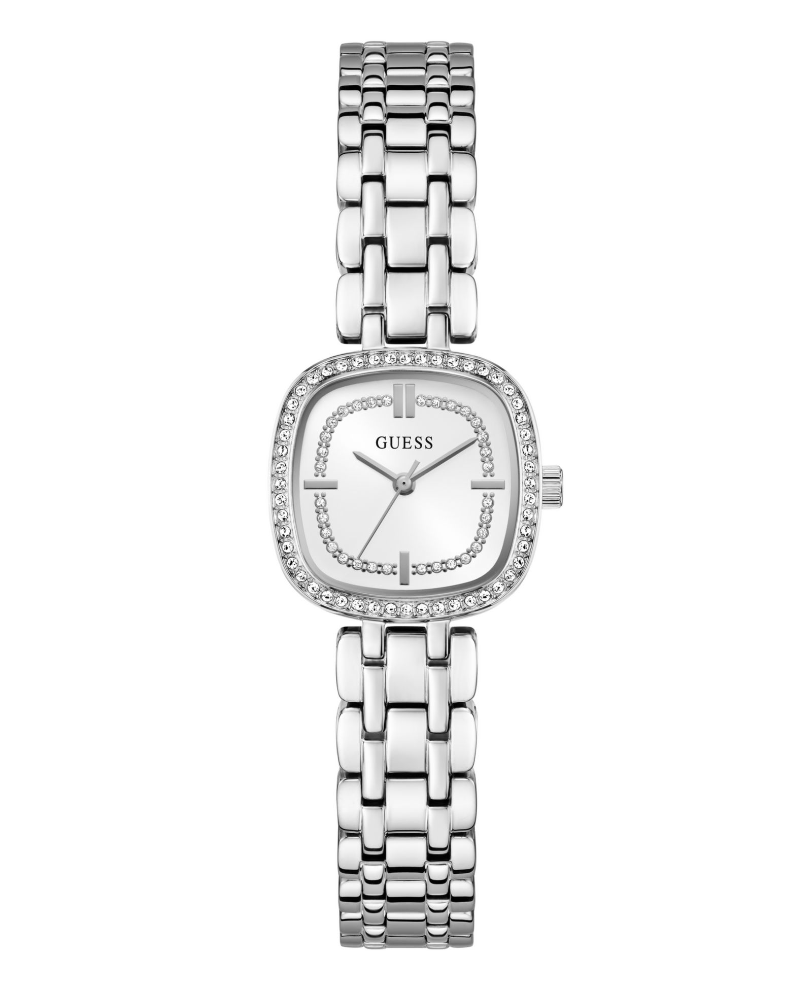 GUESS Women's Quartz Silver-Tone Stainless Steel Analog Watch, 25mm