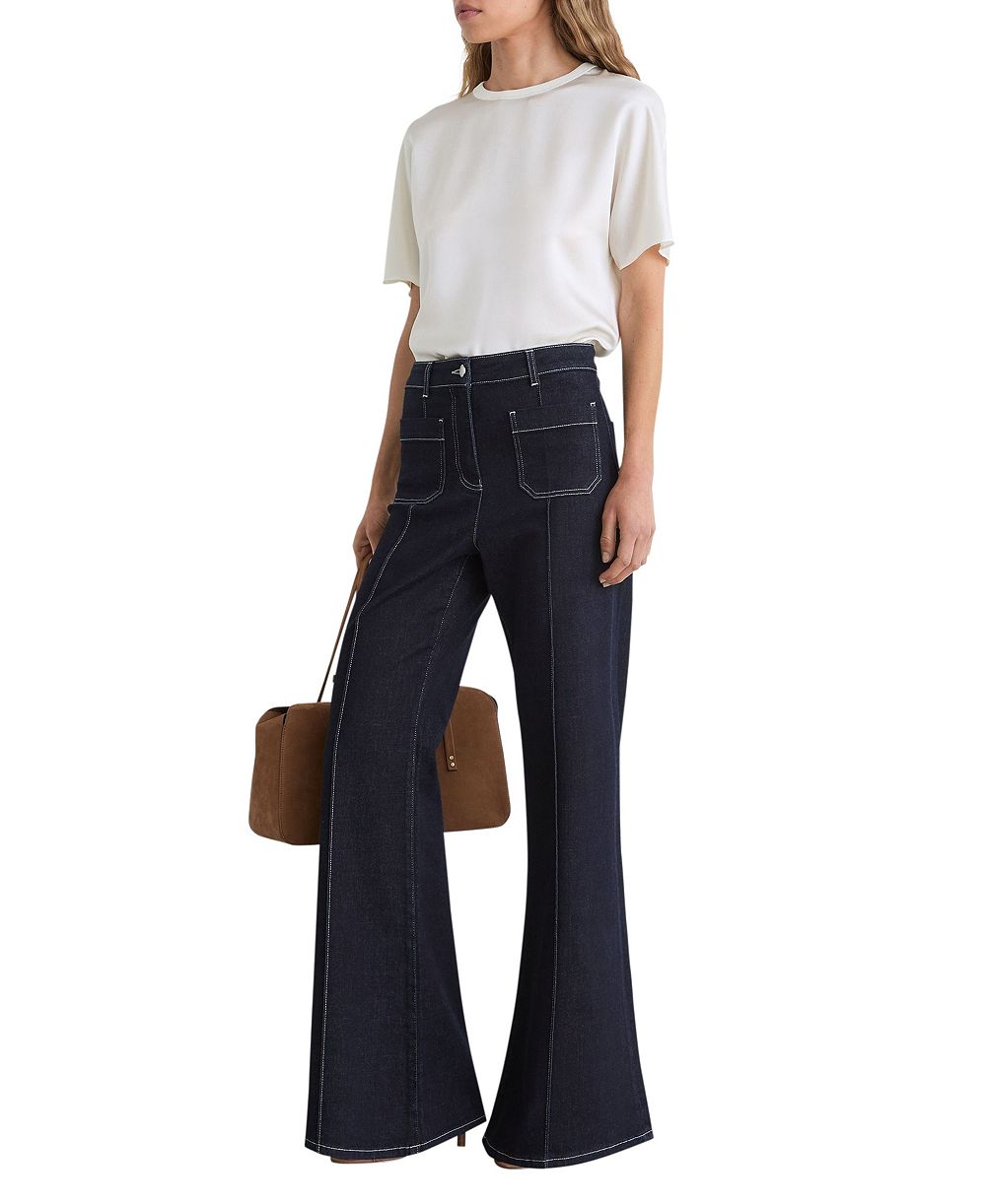 REISS Women's Lena Silk Shortsleeve Top