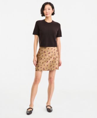 On 34th Women's Jacquard Floral A-Line Mini Skirt, Macy's Exclusive
