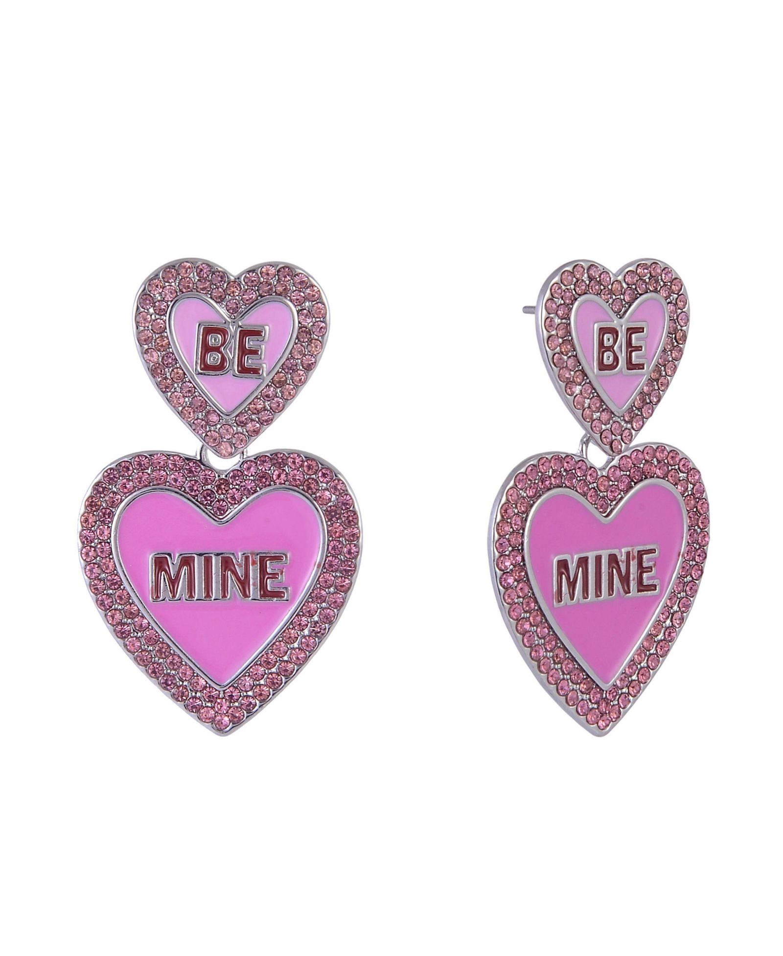 Hallmark Be Mine Серьги-сердечки с розовой эмалью