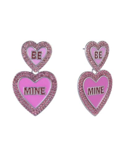 Hallmark Be Mine Серьги-сердечки с розовой эмалью