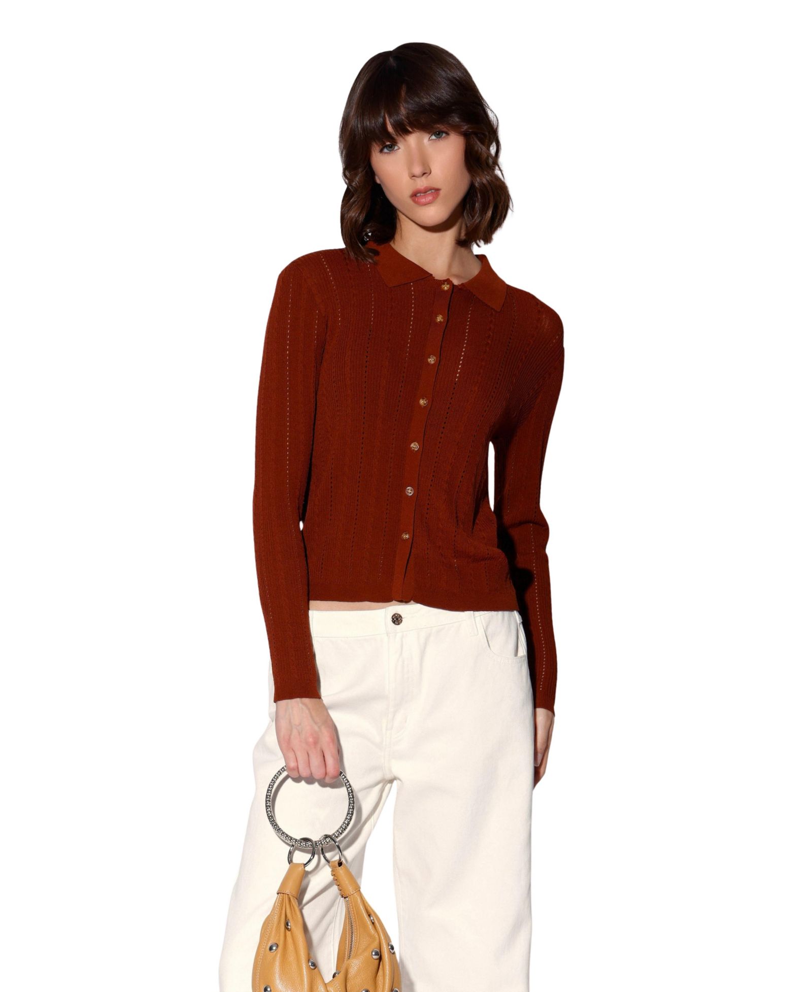 Walter Baker Women's Pippa Rope Rib Button-Front Cardigan