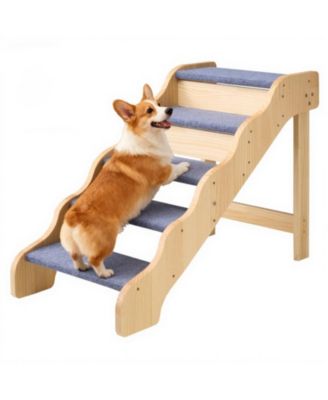 COZITO 5-Step Wooden Pet Stairs with Non-Slip Surface, 150 lb Capacity for Beds and Sofas