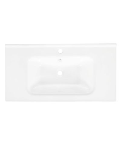 Sillysis 35.6" Rectangular Ceramic Bathroom Sink, Modern Vessel Basin with Overflow for Vanity Countertop