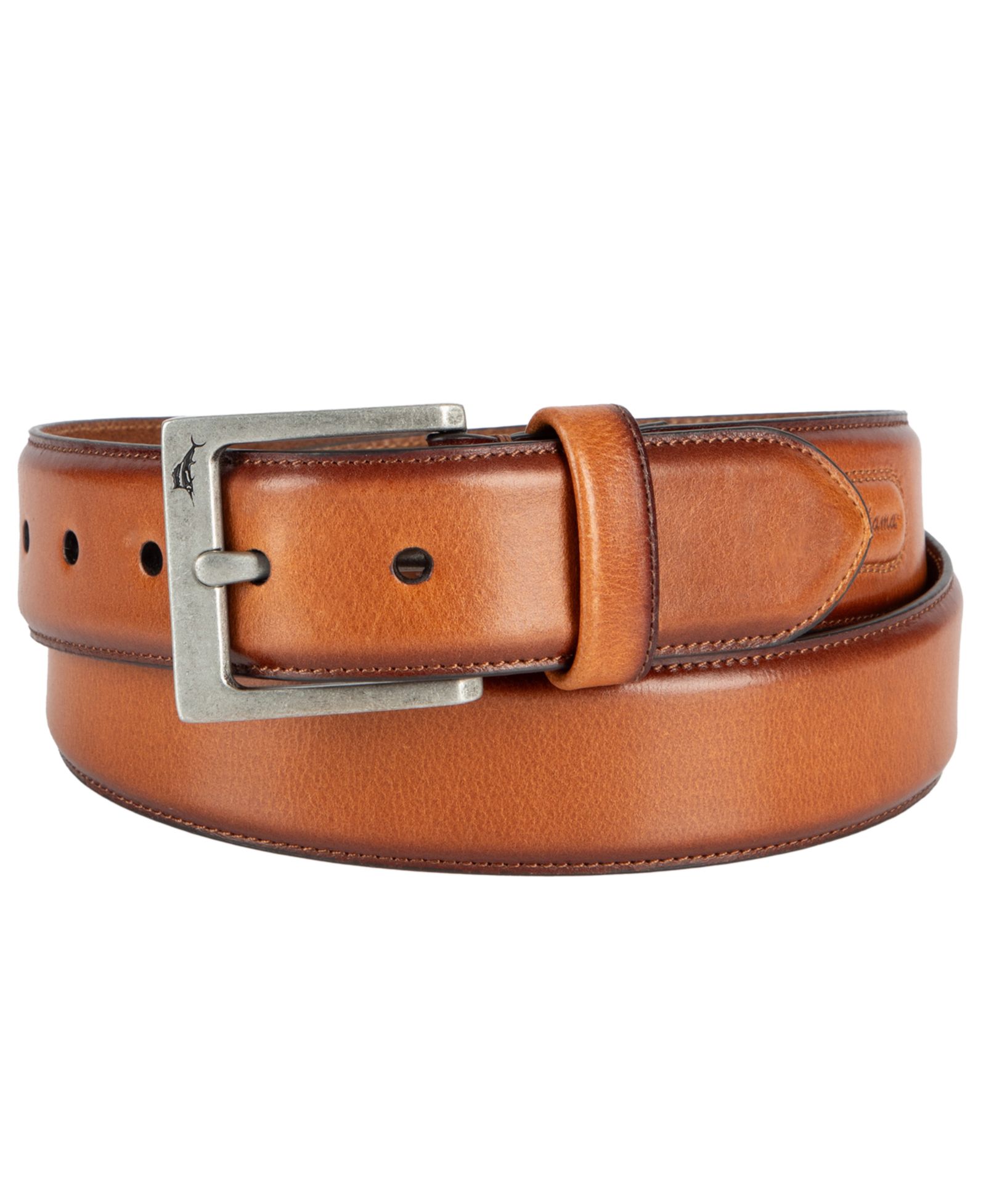38MM Tommy Bahama Men's Classic Casual Leather with Burnished Edges Belt