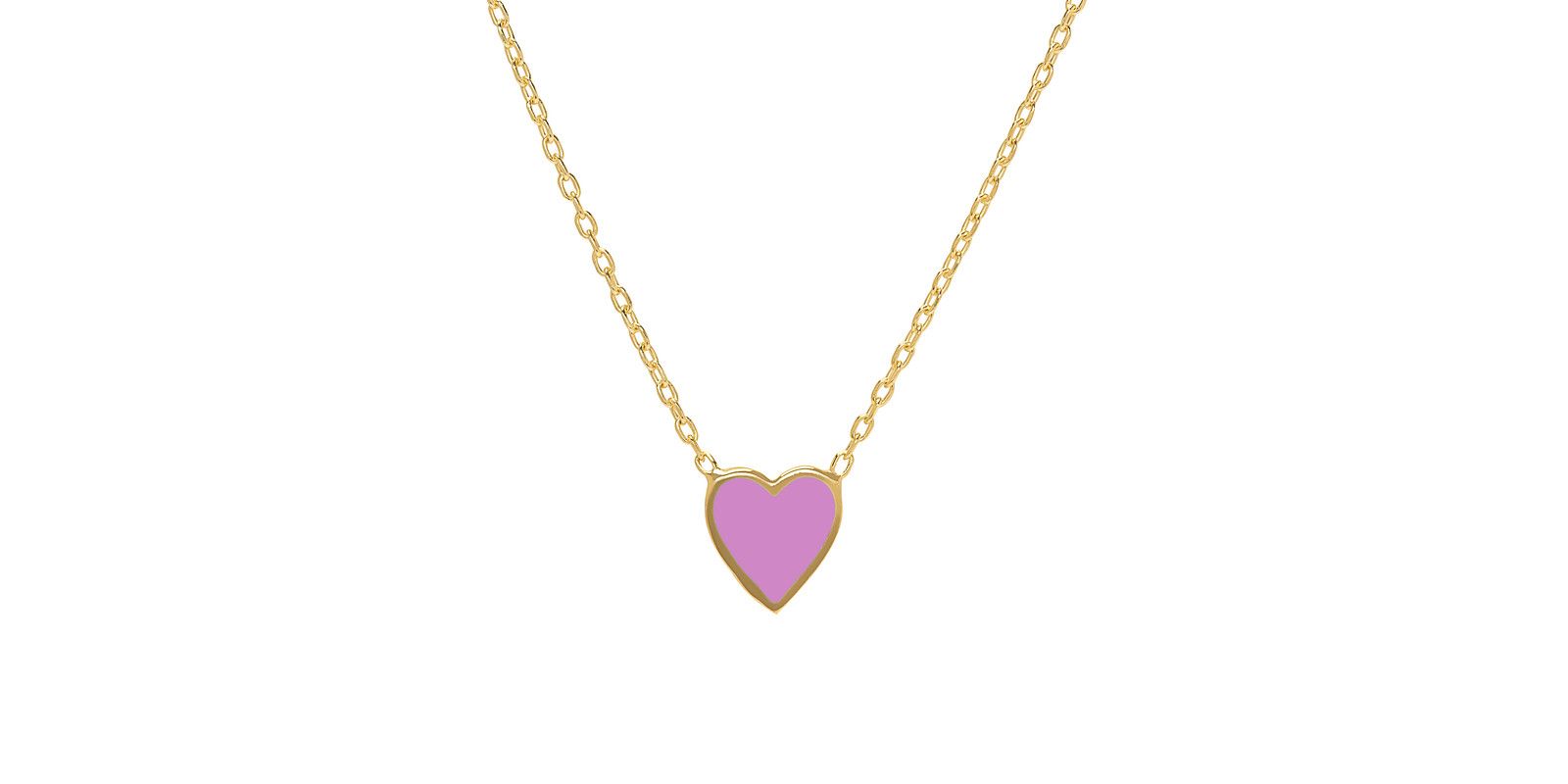 Ожерелье Lily Nily Girls Purple Enamel Heart в 14K Gold over Sterling Silver