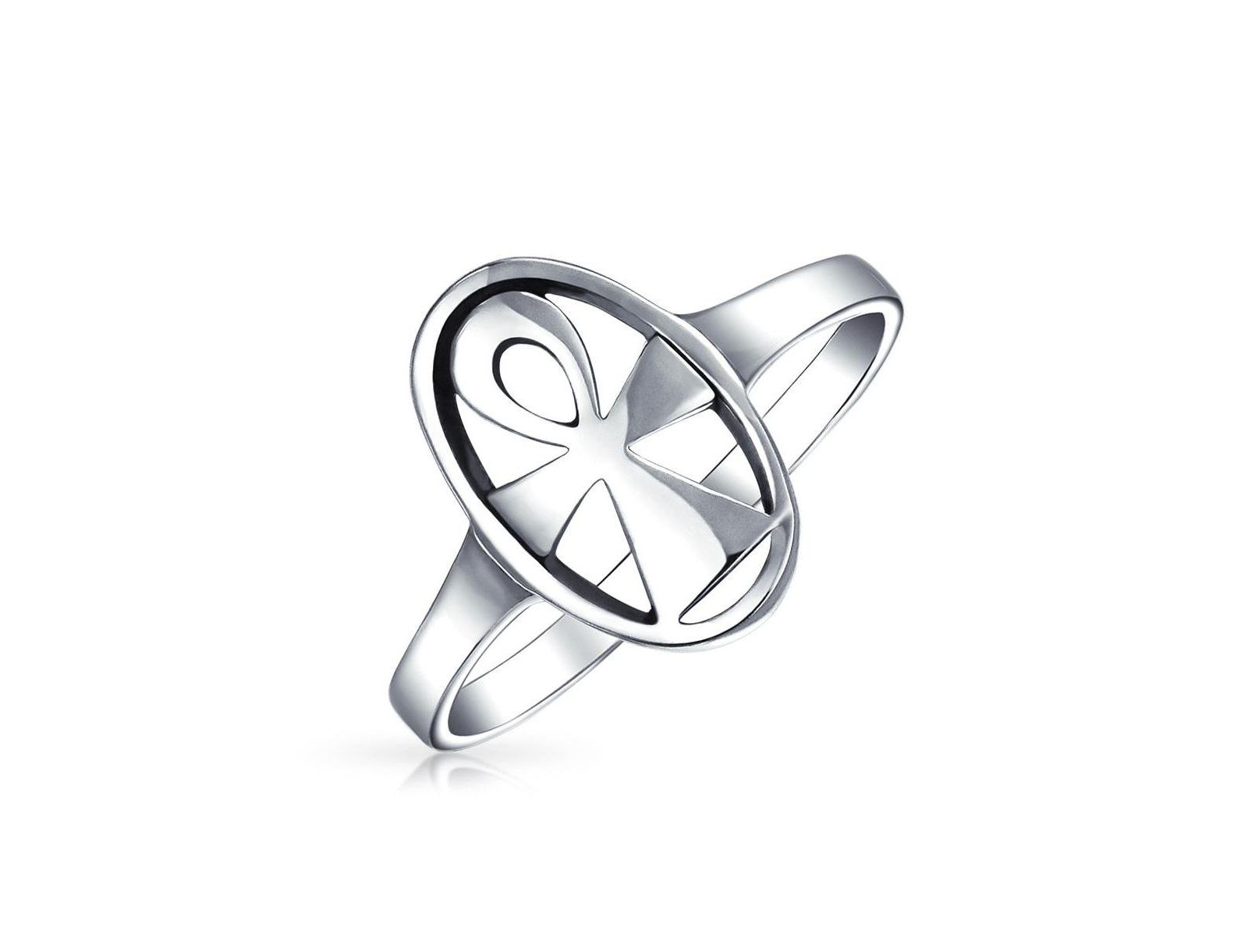 Bling Jewelry Sterling Silver Ankh Cross Signet Ring