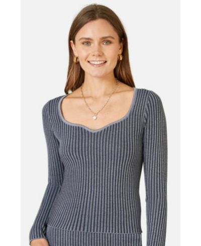 Женский трикотажный топ Yumi Sweetheart-Neck Fitted Ribbed Knit Top