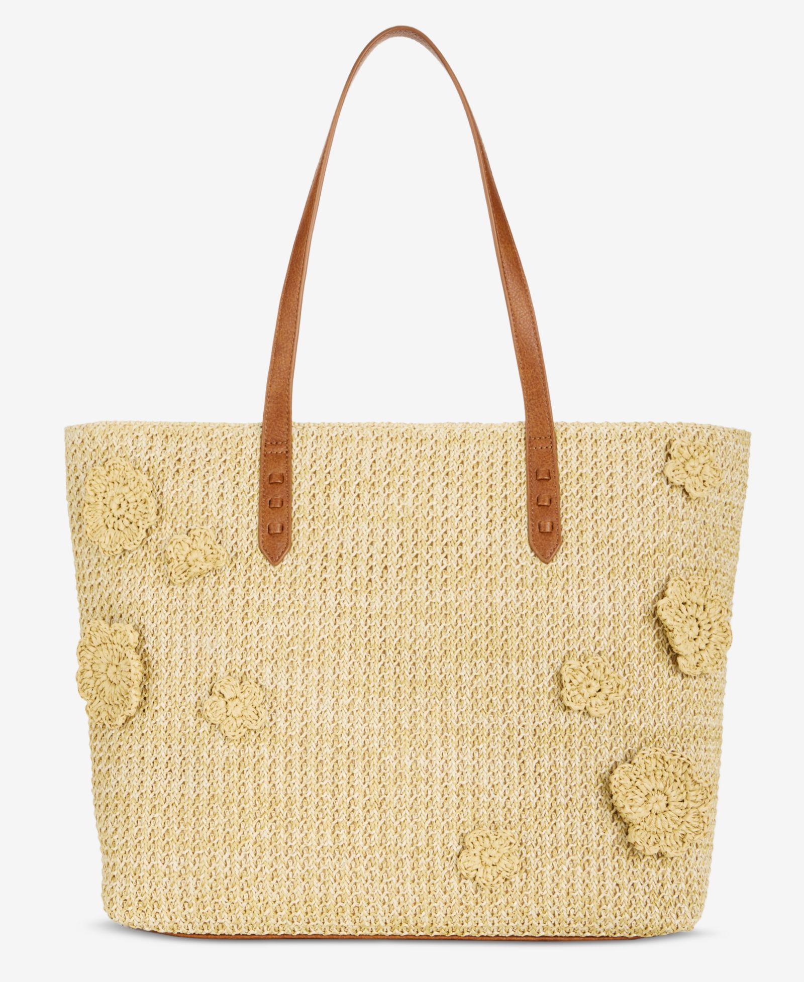 Style & Co Stud Floral Applique Straw Large Tote, Macy's Exclusive