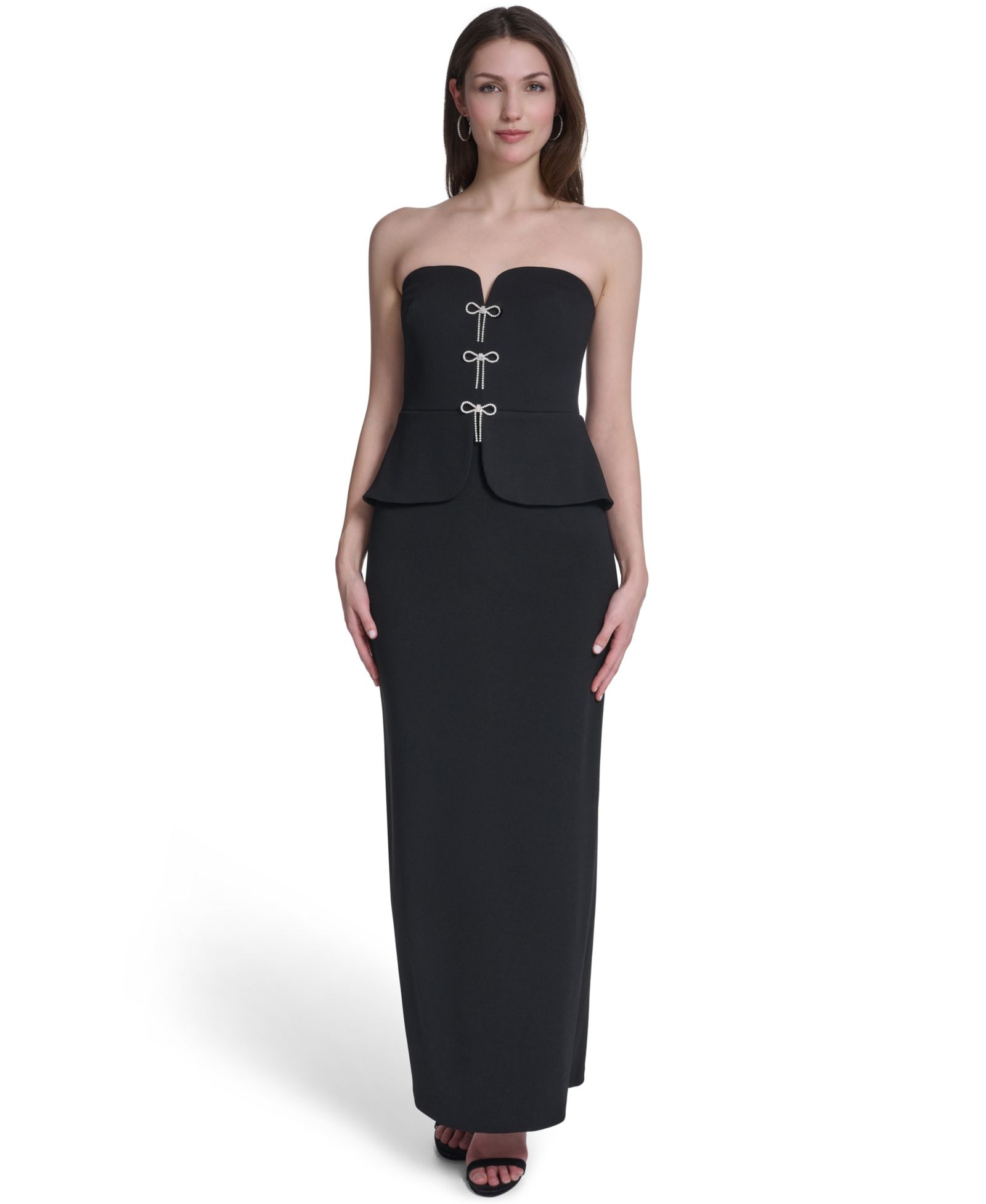 Eliza J Women's Strapless V-Neck Peplum Gown